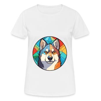 Husky Hund Buntes Glas Bunte Karikatur Kawaii An - Frauen T-Shirt atmungsaktiv - Weiß - Vorne - AI Model Female 172 dark (172cm)