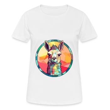 Lama Buntglas bunte Karikatur Kawaii Tier - Frauen T-Shirt atmungsaktiv - Weiß - Vorne - AI Model Female 172 dark (172cm)