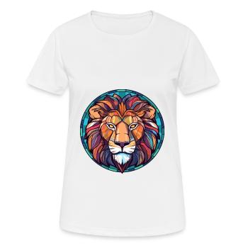 Lion vitrail coloré dessin animé Kawaii Animal - T-shirt respirant Femme - blanc - Devant - AI Model Female 172 dark (172cm)