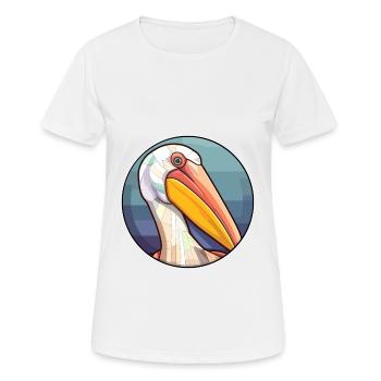 Pélican vitrail coloré dessin animé Kawaii Anim - T-shirt respirant Femme - blanc - Devant - AI Model Female 172 dark (172cm)