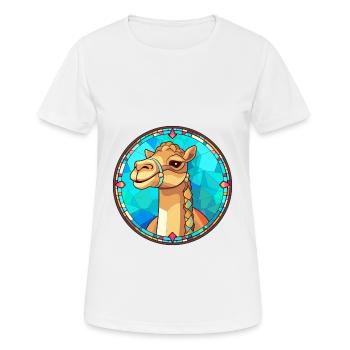 Kamel-Buntglas-Bunt-Cartoon-Kawaii-Tier - Frauen T-Shirt atmungsaktiv - Weiß - Vorne - AI Model Female 172 dark (172cm)