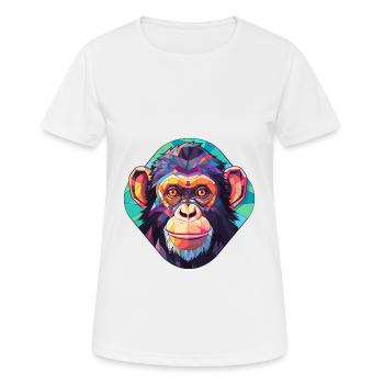 Chimpanzé vitrail coloré dessin animé Kawaii A - T-shirt respirant Femme - blanc - Devant - AI Model Female 172 dark (172cm)