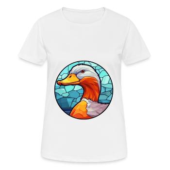 Canard vitrail coloré dessin animé Kawaii Animal - T-shirt respirant Femme - blanc - Devant - AI Model Female 172 dark (172cm)