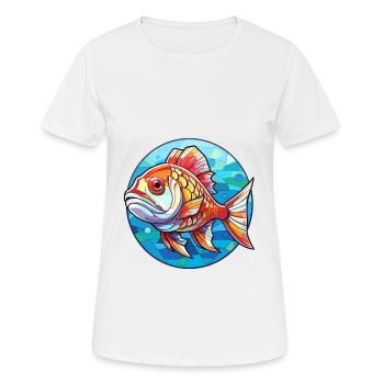 Poisson vitrail coloré dessin animé kawaii animal - T-shirt respirant Femme - blanc - Devant - AI Model Female 172 dark (172cm)