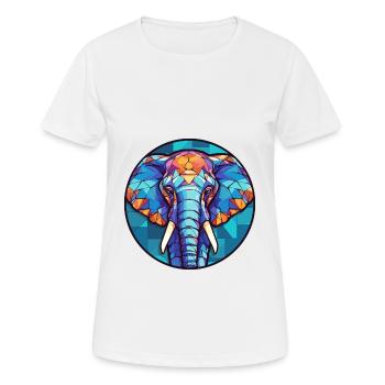 Elephant Stained Glass Colorful Cartoon Kawaii Ani - Women's Breathable T-Shirt - white - Front - AI Model Female 172 dark (172cm)