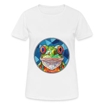 Grenouille vitrail coloré dessin animé Kawaii Animal - T-shirt respirant Femme - blanc - Devant - AI Model Female 172 dark (172cm)