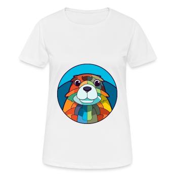 Gopher Stained Glass Colorful Cartoon Kawaii Anima - Women's Breathable T-Shirt - white - Front - AI Model Female 172 dark (172cm)