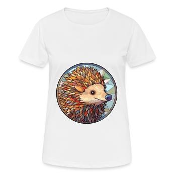 Hedgehog Stained Glass Colorful Cartoon Kawaii Ani - Women's Breathable T-Shirt - white - Front - AI Model Female 172 dark (172cm)