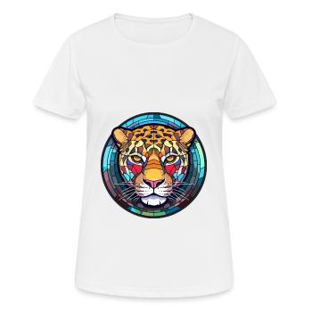 Jaguar Buntes Glas Bunte Karikatur Kawaii Anima - Frauen T-Shirt atmungsaktiv - Weiß - Vorne - AI Model Female 172 dark (172cm)