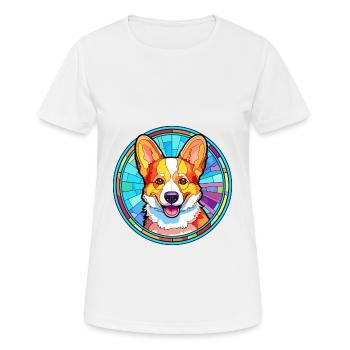 Corgi Hund Buntes Glas Bunte Karikatur Kawaii An - Frauen T-Shirt atmungsaktiv - Weiß - Vorne - AI Model Female 172 dark (172cm)
