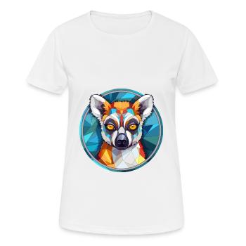 Lemur Stained Glass Colorful Cartoon Kawaii Animal - Women's Breathable T-Shirt - white - Front - AI Model Female 172 dark (172cm)