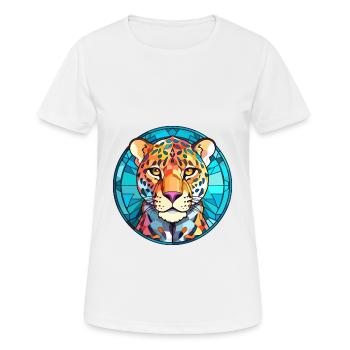 Leopard Stained Glass Colorful Cartoon Kawaii Anim - Women's Breathable T-Shirt - white - Front - AI Model Female 172 dark (172cm)