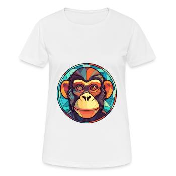 Monkey Stained Glass Colorful Cartoon Kawaii Anima - Women's Breathable T-Shirt - white - Front - AI Model Female 172 dark (172cm)