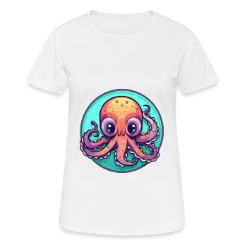 Oktopus Buntes Glas Bunte Karikatur Kawaii Anim - Frauen T-Shirt atmungsaktiv - Weiß - Vorne - AI Model Female 172 dark (172cm)