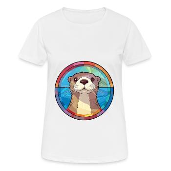 Loutre vitrail coloré dessin animé Kawaii Animal - T-shirt respirant Femme - blanc - Devant - AI Model Female 172 dark (172cm)
