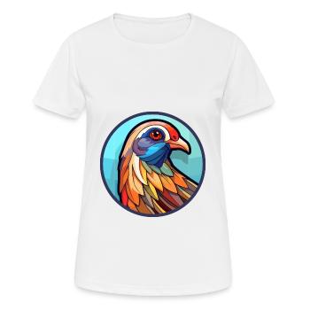 Perdrix vitrail coloré dessin animé Kawaii An - T-shirt respirant Femme - blanc - Devant - AI Model Female 172 dark (172cm)