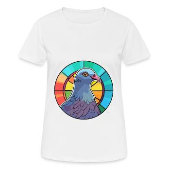 Pigeon vitrail coloré dessin animé Kawaii Anima - T-shirt respirant Femme - blanc - Devant - AI Model Female 172 dark (172cm)