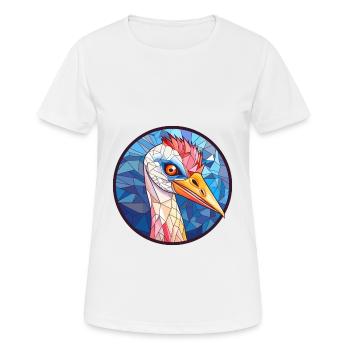 Kranich-Buntglas-Cartoon-Kawaii-Tier - Frauen T-Shirt atmungsaktiv - Weiß - Vorne - AI Model Female 172 dark (172cm)