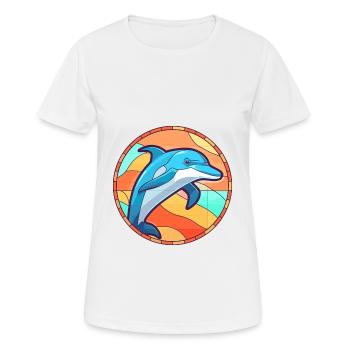 Delfin Buntes Glas Bunte Karikatur Kawaii Anim - Frauen T-Shirt atmungsaktiv - Weiß - Vorne - AI Model Female 172 dark (172cm)