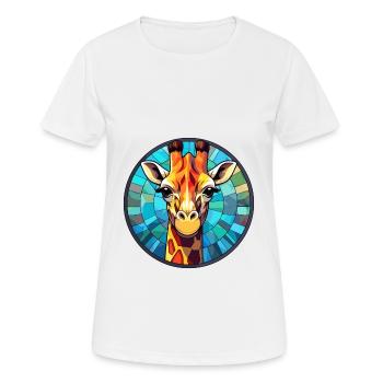 Girafe vitrail coloré dessin animé Kawaii Anim - T-shirt respirant Femme - blanc - Devant - AI Model Female 172 dark (172cm)