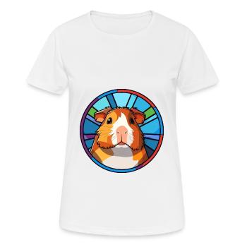 Cochon d’Inde vitrail coloré Cartoon Kawaii A - T-shirt respirant Femme - blanc - Devant - AI Model Female 172 dark (172cm)