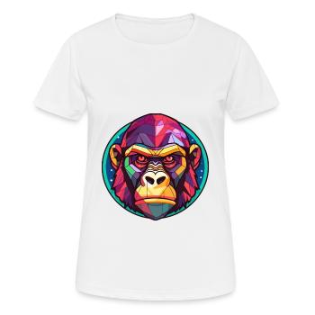 Gorilla Stained Glass Colorful Cartoon Kawaii Anim - Women's Breathable T-Shirt - white - Front - AI Model Female 172 dark (172cm)