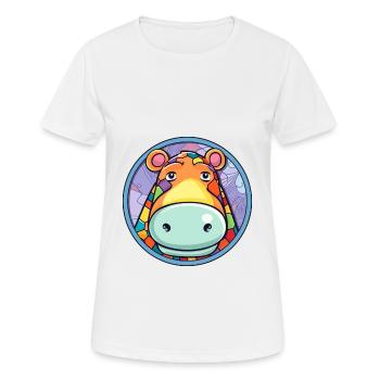 Nilpferd Bunte Karikatur Kawaii Tier - Frauen T-Shirt atmungsaktiv - Weiß - Vorne - AI Model Female 172 dark (172cm)