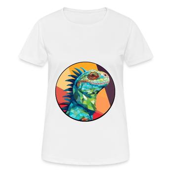 Leguan Buntglas Bunte Karikatur Kawaii Anima - Frauen T-Shirt atmungsaktiv - Weiß - Vorne - AI Model Female 172 dark (172cm)