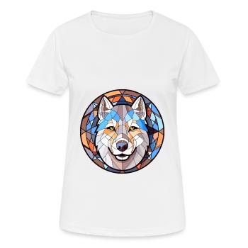 Husky Hund Buntes Glas Bunte Karikatur Kawaii An - Frauen T-Shirt atmungsaktiv - Weiß - Vorne - AI Model Female 172 dark (172cm)