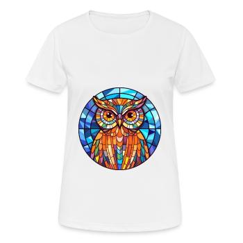 Eule Buntglas Bunte Karikatur Kawaii Tier - Frauen T-Shirt atmungsaktiv - Weiß - Vorne - AI Model Female 172 dark (172cm)