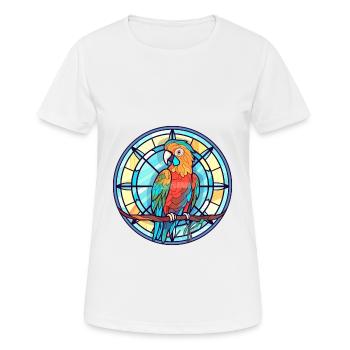Perroquet vitrail coloré dessin animé Kawaii Anima - T-shirt respirant Femme - blanc - Devant - AI Model Female 172 dark (172cm)