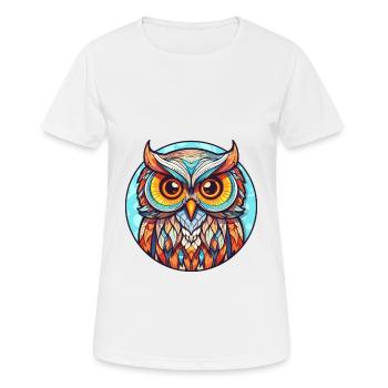 Eule Buntglas Bunte Karikatur Kawaii Tier - Frauen T-Shirt atmungsaktiv - Weiß - Vorne - AI Model Female 172 dark (172cm)
