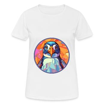 Pingouin vitrail coloré dessin animé Kawaii Anim - T-shirt respirant Femme - blanc - Devant - AI Model Female 172 dark (172cm)