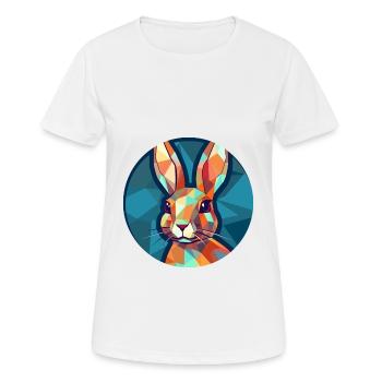Rabbit Stained Glass Colorful Cartoon Kawaii Anima - Women's Breathable T-Shirt - white - Front - AI Model Female 172 dark (172cm)