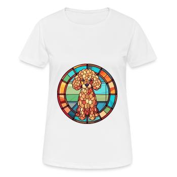 Pudel Hund Bunte Karikatur Kawaii A - Frauen T-Shirt atmungsaktiv - Weiß - Vorne - AI Model Female 172 dark (172cm)