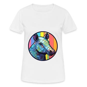 Tapir Stained Glass Colorful Cartoon Kawaii Animal - Women's Breathable T-Shirt - white - Front - AI Model Female 172 dark (172cm)
