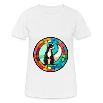 Skunk vitrail coloré dessin animé Kawaii Animal - T-shirt respirant Femme - blanc - Devant - AI Model Female 172 dark (172cm)