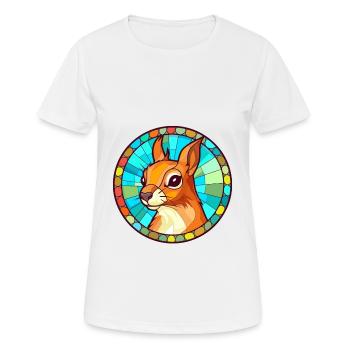 Squirrel Stained Glass Colorful Cartoon Kawaii Ani - Women's Breathable T-Shirt - white - Front - AI Model Female 172 dark (172cm)