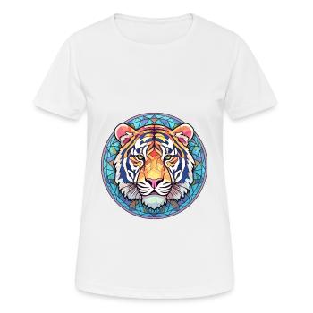 Tiger Buntes Buntes Karikatur-Kawaii-Tier - Frauen T-Shirt atmungsaktiv - Weiß - Vorne - AI Model Female 172 dark (172cm)