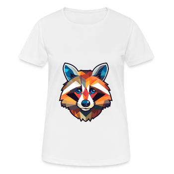 Raton laveur vitrail coloré dessin animé Kawaii Anim - T-shirt respirant Femme - blanc - Devant - AI Model Female 172 dark (172cm)