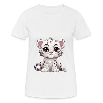Léopard des neiges mignon heureux Kawaii dessin animé Clipart Ani - T-shirt respirant Femme - blanc - Devant - AI Model Female 172 dark (172cm)