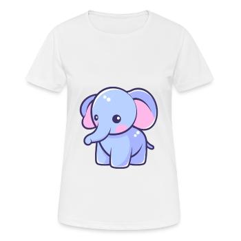 elefant niedlich glücklich kawaii cartoon clipart tier - Frauen T-Shirt atmungsaktiv - Weiß - Vorne - AI Model Female 172 dark (172cm)