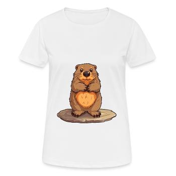 Beaver Cute Happy Kawaii Cartoon Clipart Animal - Women's Breathable T-Shirt - white - Front - AI Model Female 172 dark (172cm)