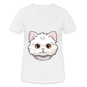 Américain Curl Chat Mignon Heureux Kawaii Cartoon Clipar - T-shirt respirant Femme - blanc - Devant - AI Model Female 172 dark (172cm)