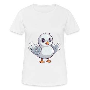 Seagull Cute Happy Kawaii Cartoon Clipart Animal - Women's Breathable T-Shirt - white - Front - AI Model Female 172 dark (172cm)