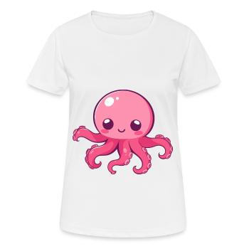 Oktopus Niedlich Glücklich Kawaii Cartoon Clipart Tier - Frauen T-Shirt atmungsaktiv - Weiß - Vorne - AI Model Female 172 dark (172cm)