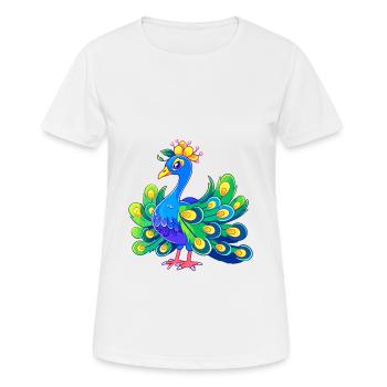 Pfau Niedlich Glücklich Kawaii Cartoon Clipart Tier - Frauen T-Shirt atmungsaktiv - Weiß - Vorne - AI Model Female 172 dark (172cm)