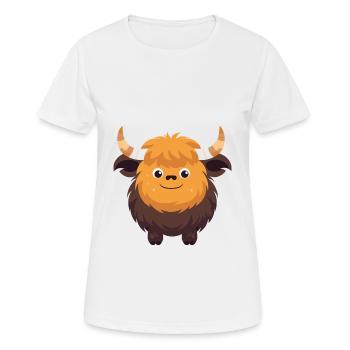 Yak Mignon Heureux Kawaii Cartoon Clipart Animal - T-shirt respirant Femme - blanc - Devant - AI Model Female 172 dark (172cm)