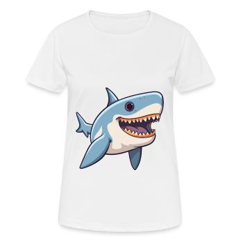 Shark Cute Happy Kawaii Cartoon Clipart Animal - Women's Breathable T-Shirt - white - Front - AI Model Female 172 dark (172cm)