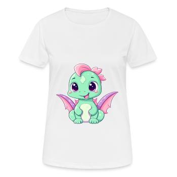 Drache Niedlich Glücklich Kawaii Cartoon Clipart Tier - Frauen T-Shirt atmungsaktiv - Weiß - Vorne - AI Model Female 172 dark (172cm)